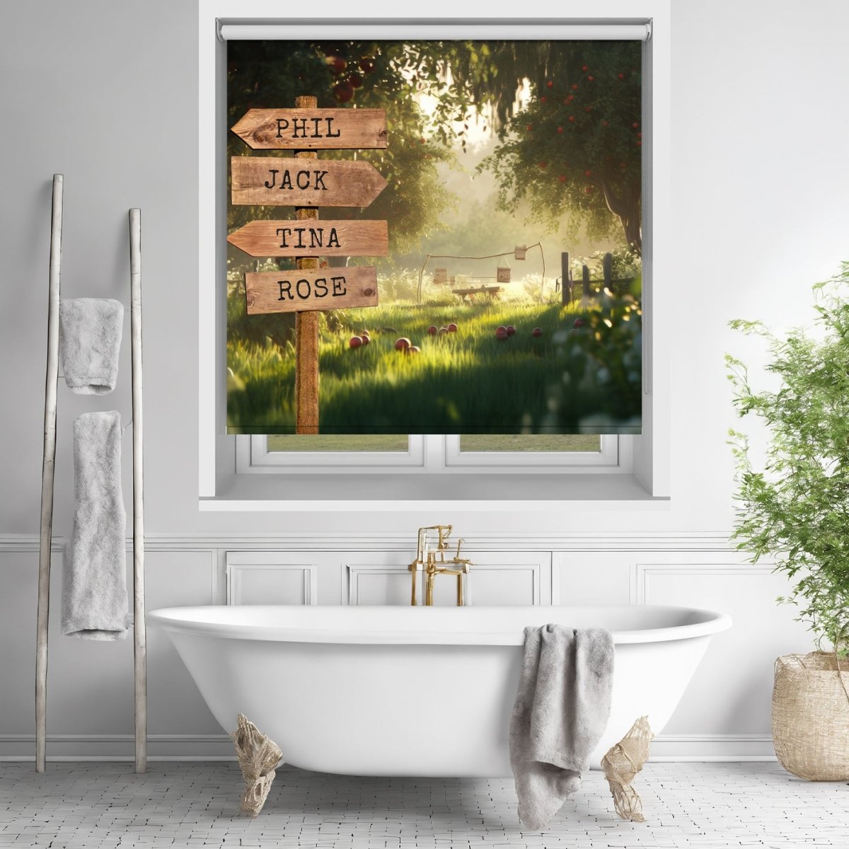 Personalised Family Name Sign Magical Apple Garden - Photo Roller Blind - RB1428 - Art Fever - Art Fever