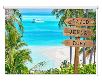 Personalised Family Name Sign Tropical Paradise - Photo Roller Blind - RB1427 - Art Fever - Art Fever