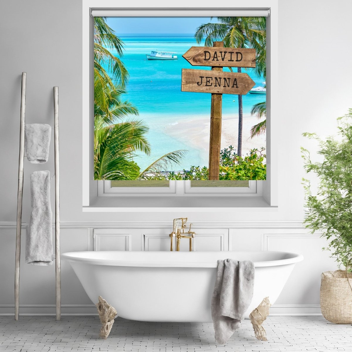 Personalised Family Name Sign Tropical Paradise - Photo Roller Blind - RB1427 - Art Fever - Art Fever