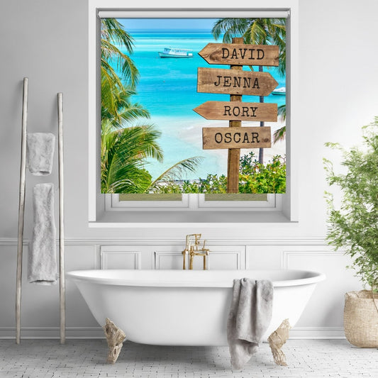 Personalised Family Name Sign Tropical Paradise - Photo Roller Blind - RB1427 - Art Fever - Art Fever