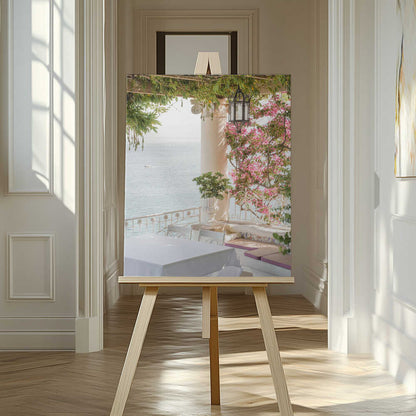 Pink Flowers Ocean View Canvas Print Wall Art 1X2710915