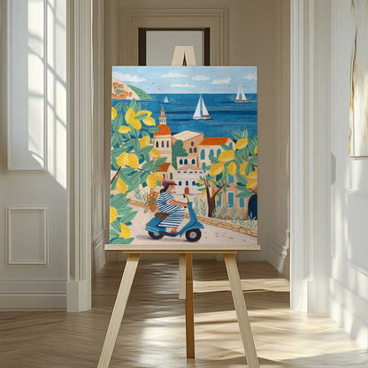 Travel poster woman on the Amalfi coast, Italy  Canvas Print Wall Art 1X2797979