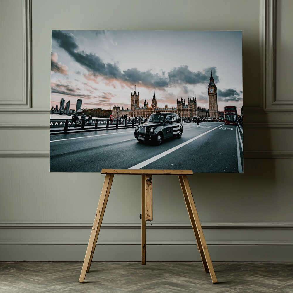 London Cab Sunset Canvas Print Wall Art 1X3161733