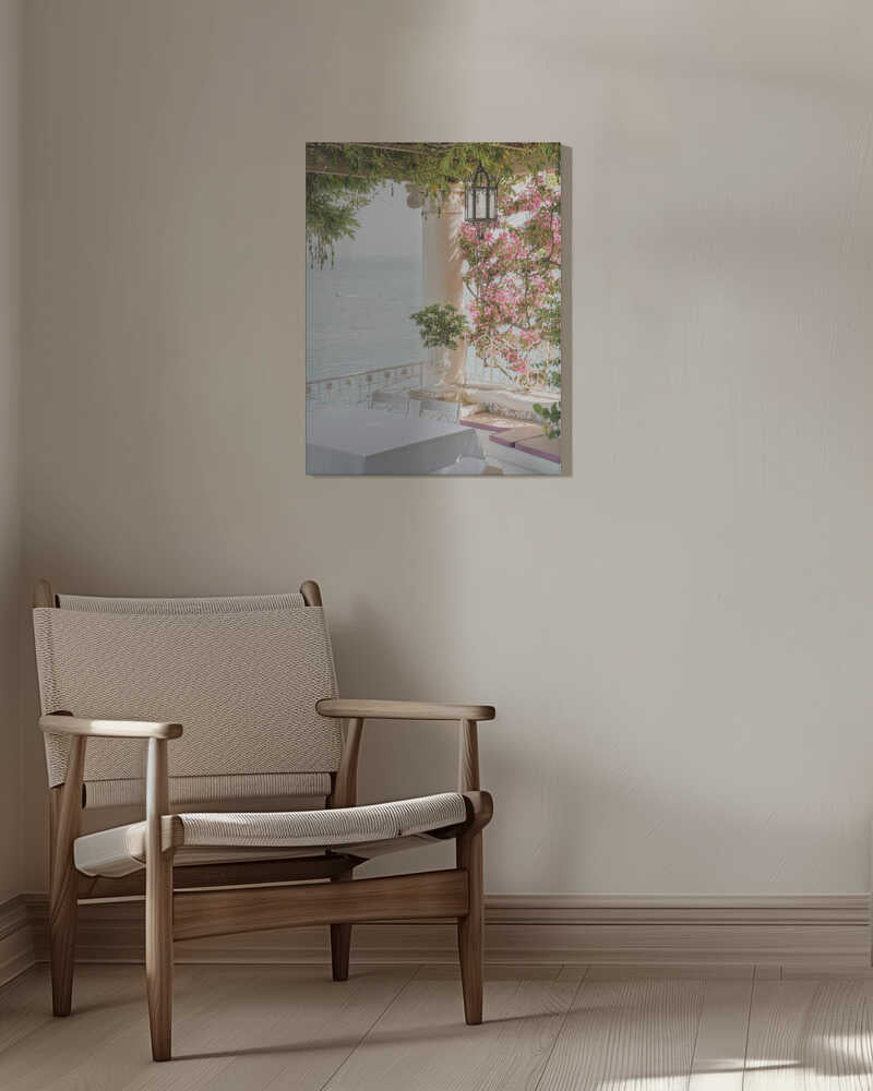 Pink Flowers Ocean View Canvas Print Wall Art 1X2710915