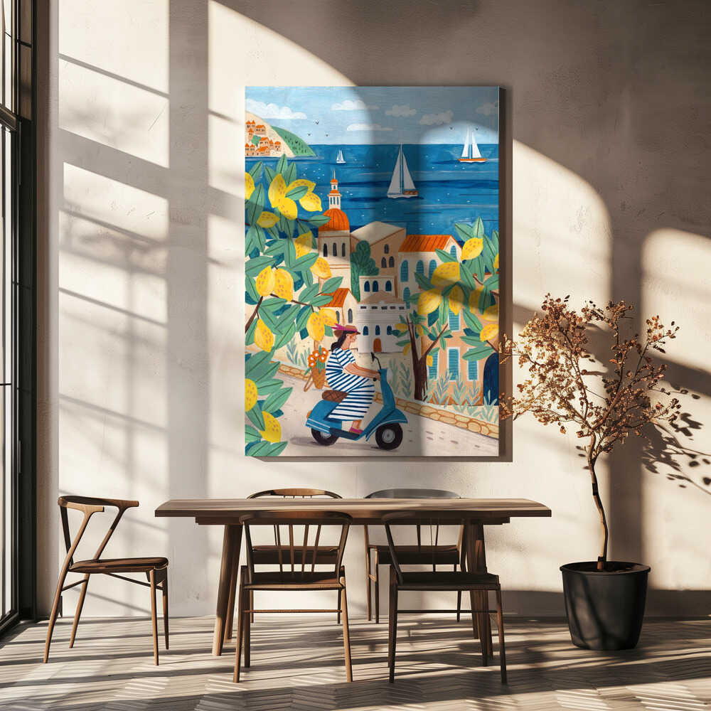 Travel poster woman on the Amalfi coast, Italy  Canvas Print Wall Art 1X2797979