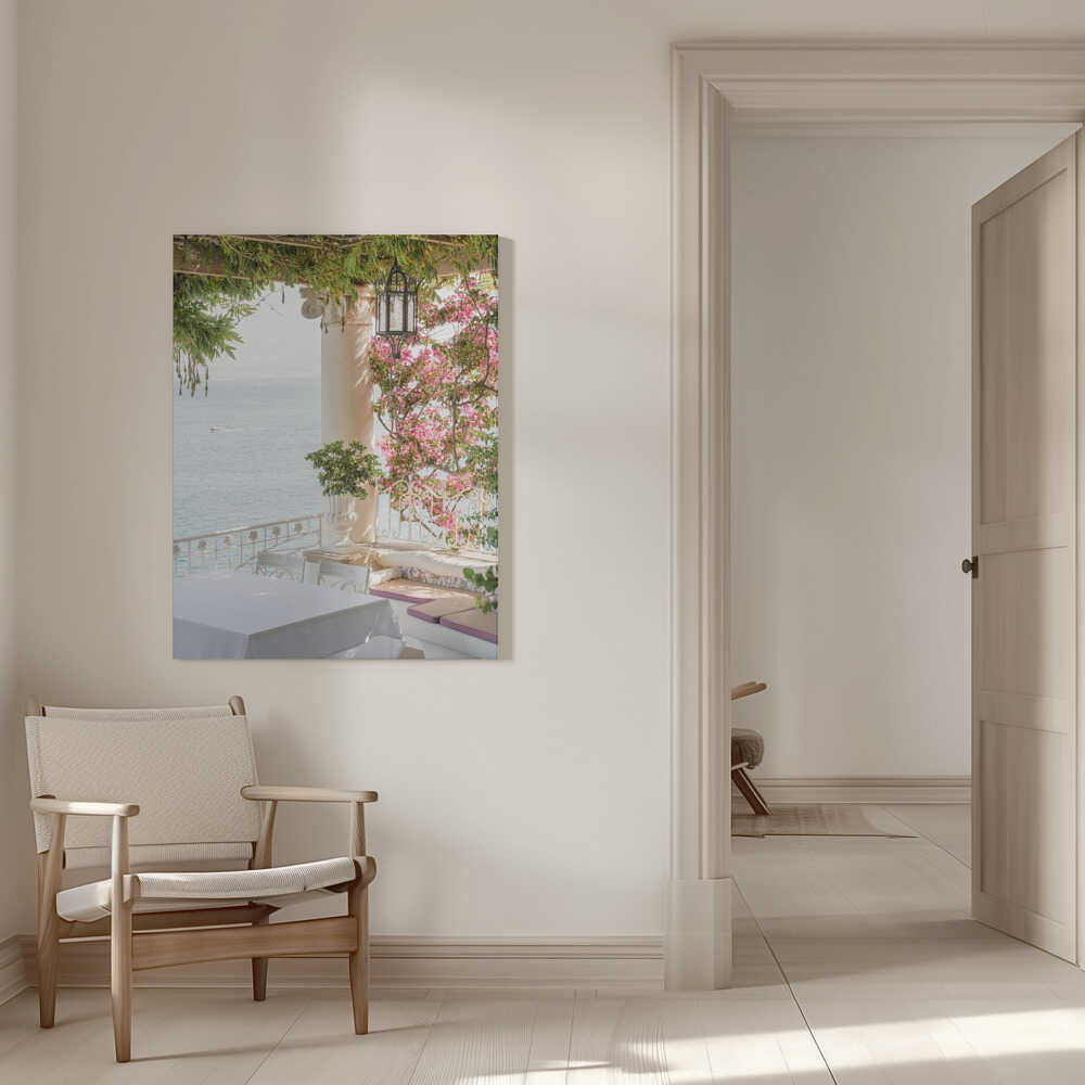 Pink Flowers Ocean View Canvas Print Wall Art 1X2710915