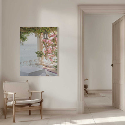 Pink Flowers Ocean View Canvas Print Wall Art 1X2710915