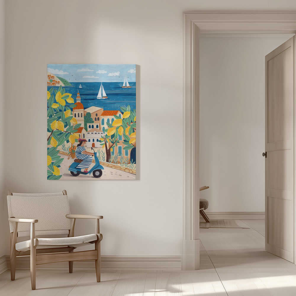 Travel poster woman on the Amalfi coast, Italy  Canvas Print Wall Art 1X2797979