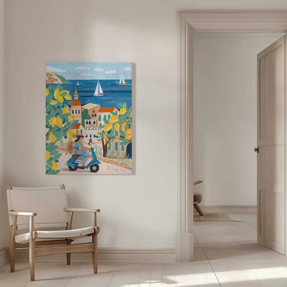 Travel poster woman on the Amalfi coast, Italy  Canvas Print Wall Art 1X2797979