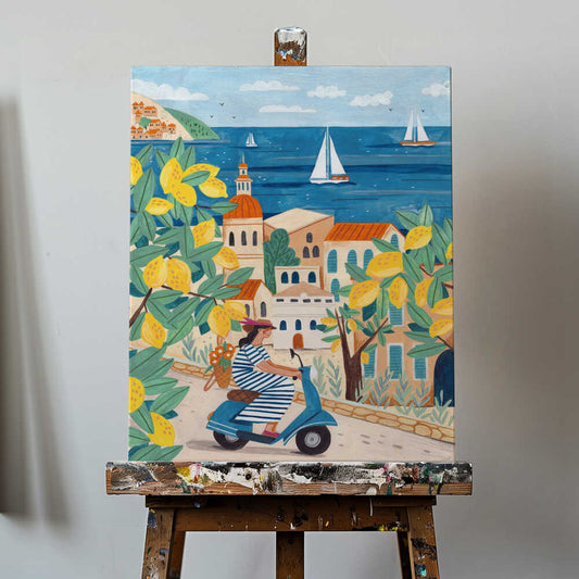 Travel poster woman on the Amalfi coast, Italy  Canvas Print Wall Art 1X2797979