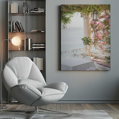 Pink Flowers Ocean View Canvas Print Wall Art 1X2710915
