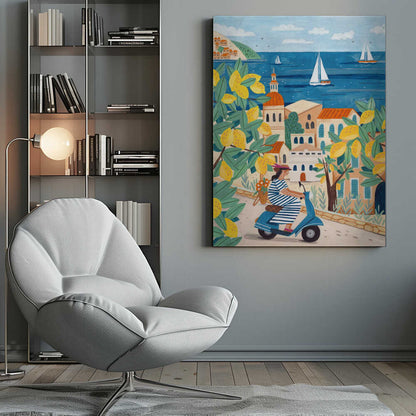 Travel poster woman on the Amalfi coast, Italy  Canvas Print Wall Art 1X2797979