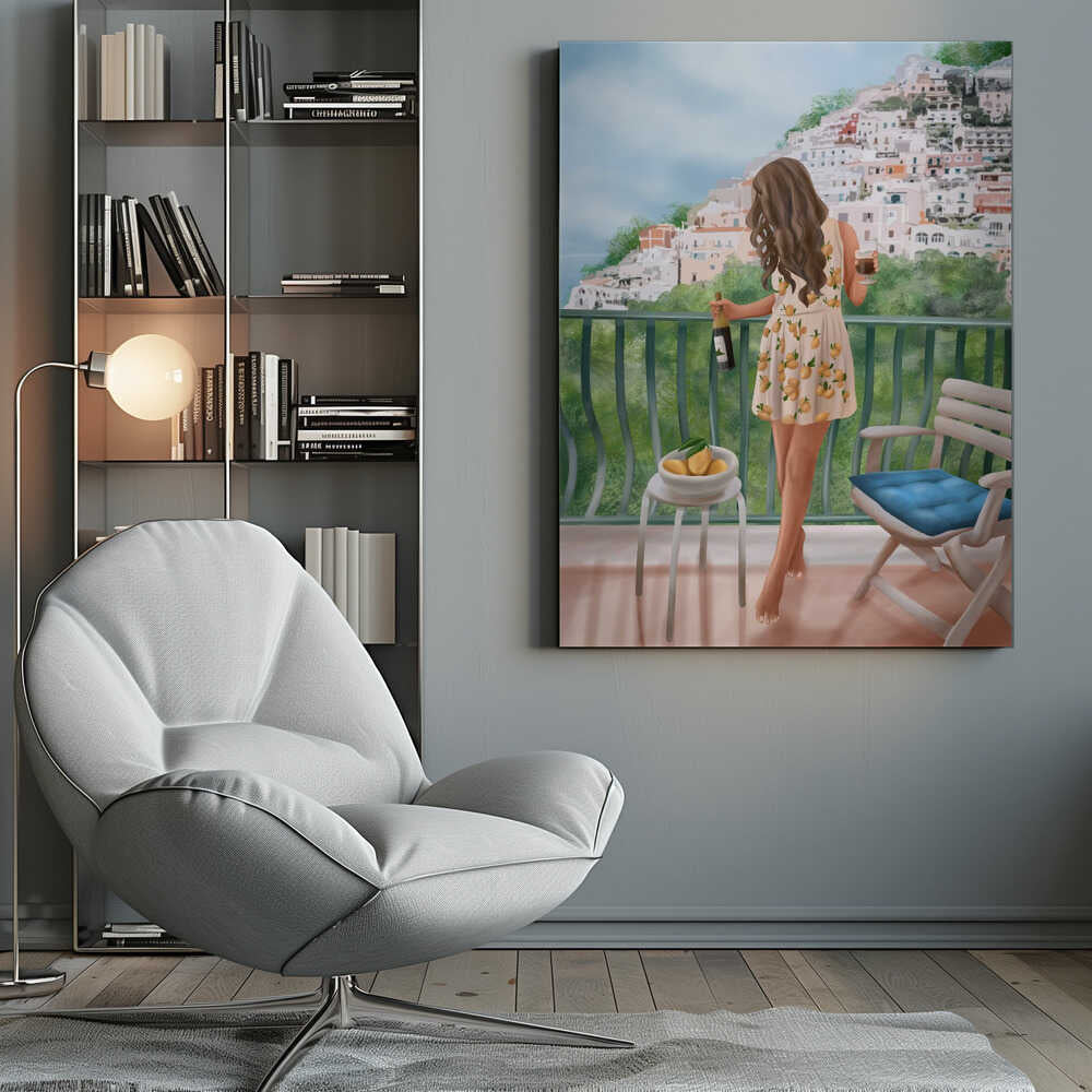 Italian Lemon Balcony  Canvas Print Wall Art 1X3194658
