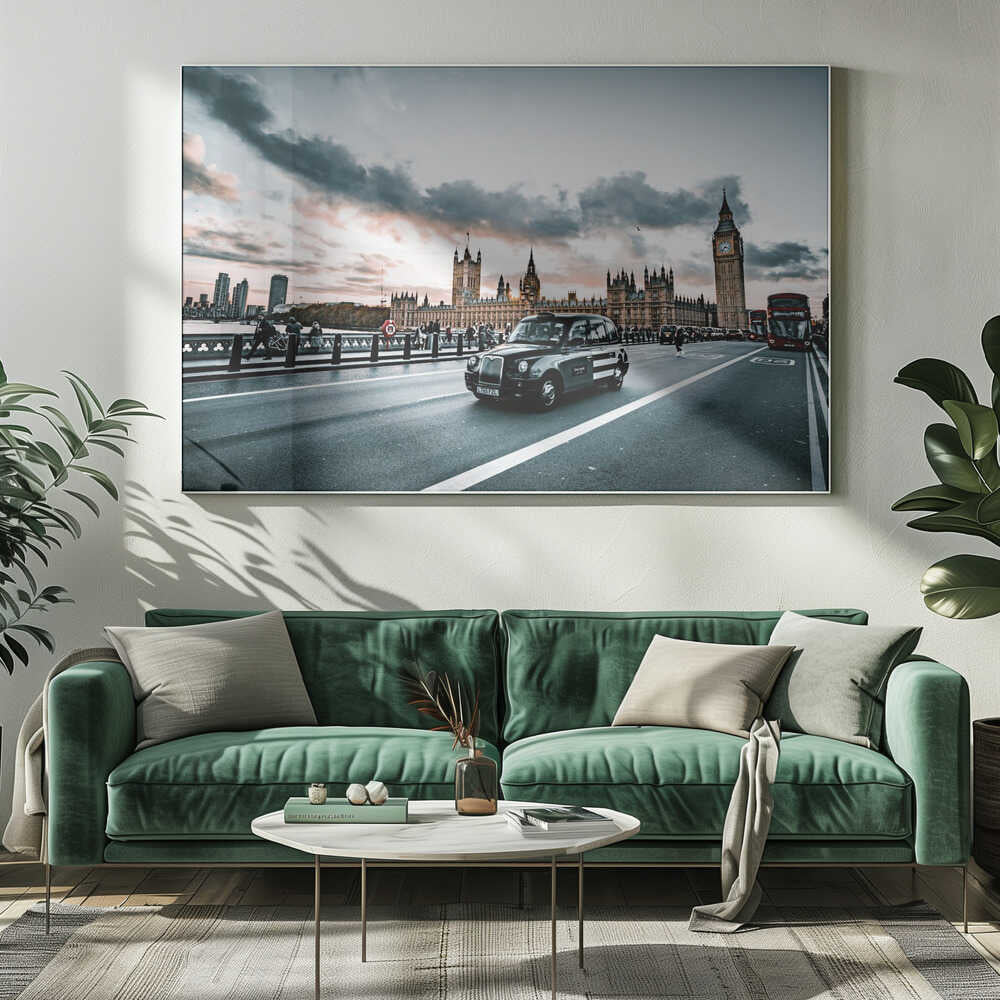 London Cab Sunset Canvas Print Wall Art 1X3161733