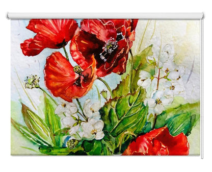 Poppies and Jasmine Printed Picture Photo Roller Blind - 1X2861584 - Art Fever - Art Fever