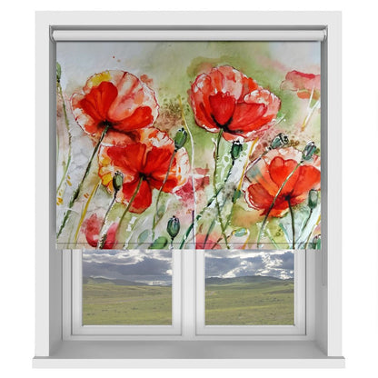 Poppy Meadow 1 Printed Picture Photo Roller Blind - 1X2853623 - Art Fever - Art Fever