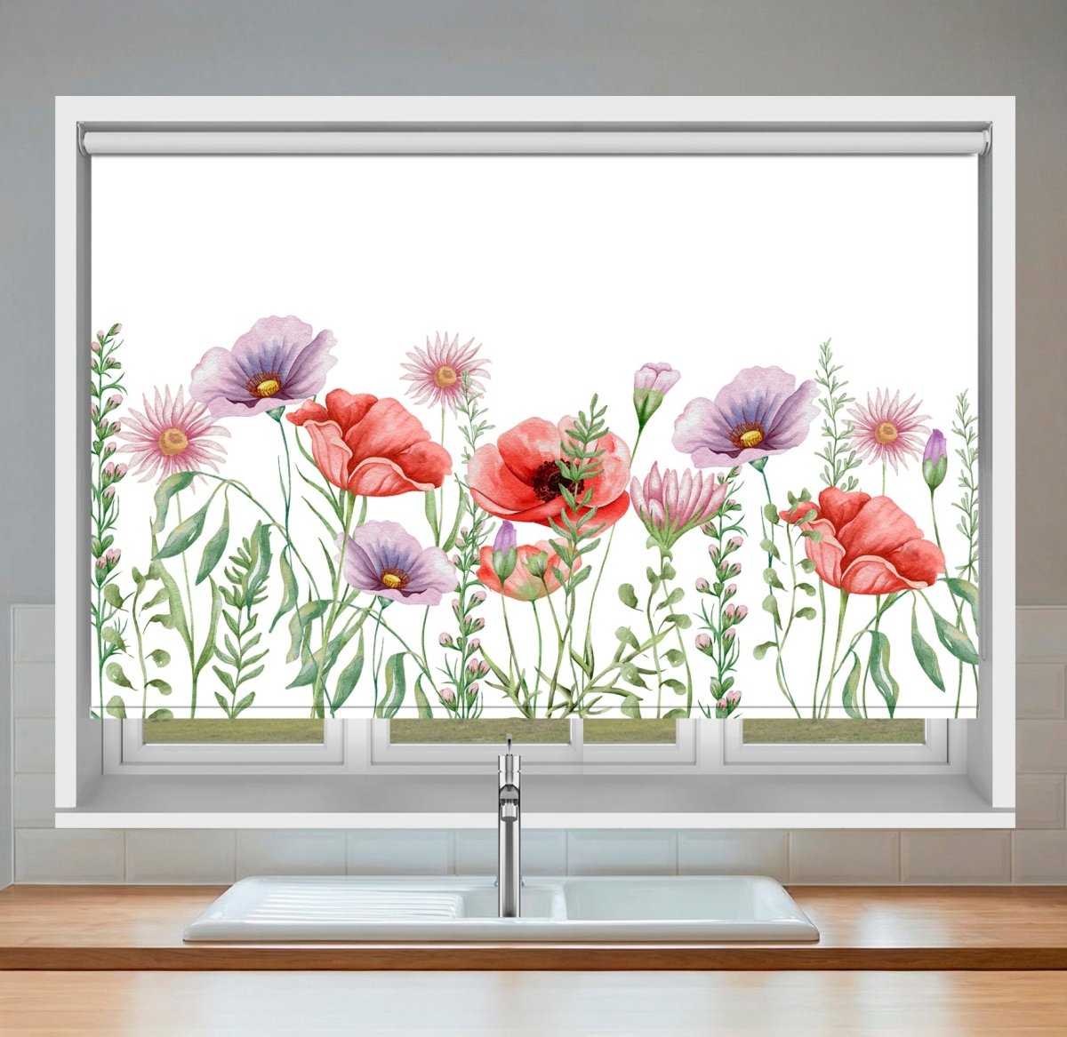 Poppy Watercolour Art Printed Picture Photo Roller Blind - RB1474 - Art Fever - Art Fever