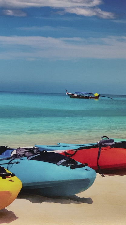 Kayaks on the Beach Printed Photo Picture Roller Blind - RB58