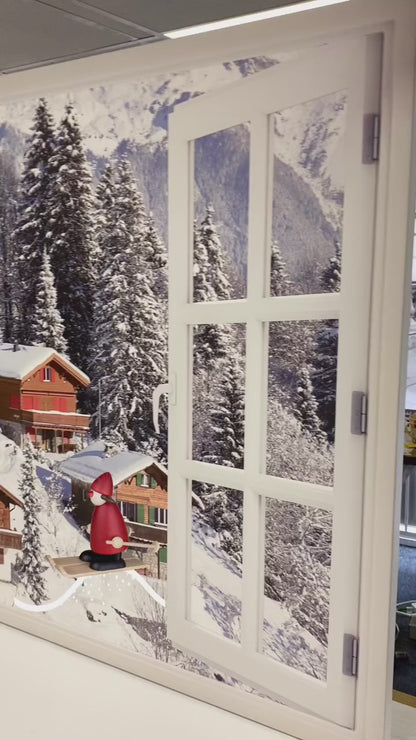 Christmas Snow Scene Through the Window Printed Canvas Print Picture - SPC178