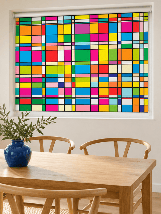 Printed Picture Photo Roller Blind Mondrian Style Abstract Art - RB991 - Art Fever - Art Fever