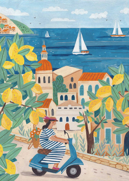 Travel poster woman on the Amalfi coast, Italy  Canvas Print Wall Art 1X2797979