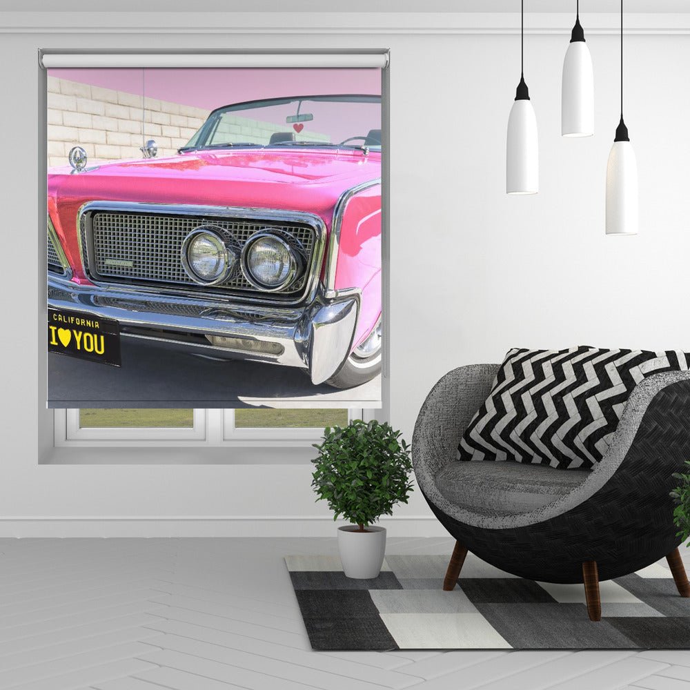 P.S. I Love You Pink Car California Printed Picture Photo Roller Blind - 1X2721782 - Art Fever - Art Fever