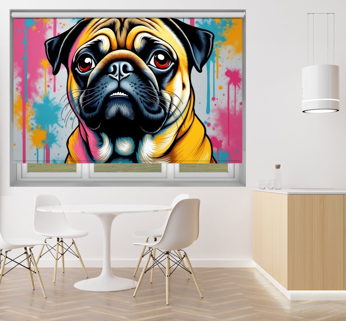 Pug Drip Art Printed Picture Photo Roller Blind - RB1349 - Art Fever - Art Fever