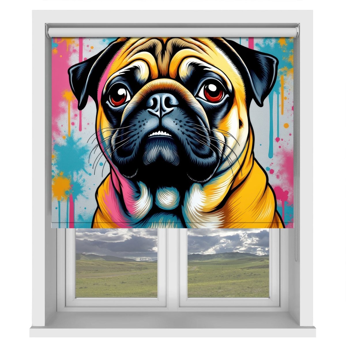 Pug Drip Art Printed Picture Photo Roller Blind - RB1349 - Art Fever - Art Fever