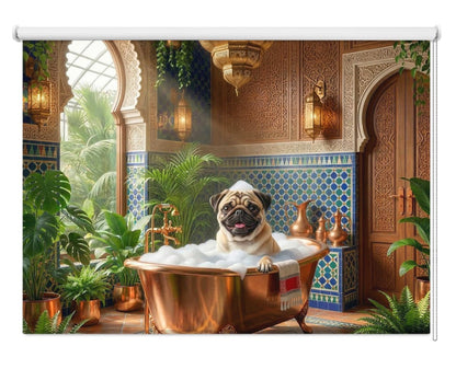 Pug in the Bathtub Printed Picture Photo Roller Blind - RB1432 - Art Fever - Art Fever
