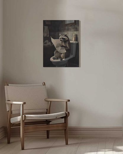 Raccoon Reads News Canvas Print Wall Art 1X3133004 - ART FEVER - Art Fever