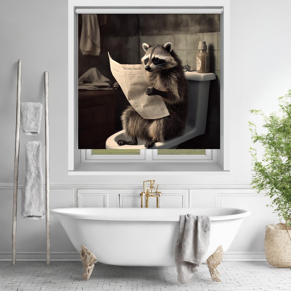 Raccoon Reads News Printed Picture Photo Roller Blind - 1X3133004 - Art Fever - Art Fever