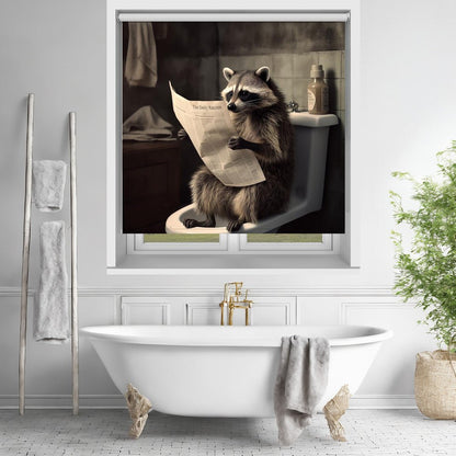 Raccoon Reads News Printed Picture Photo Roller Blind - 1X3133004 - Art Fever - Art Fever