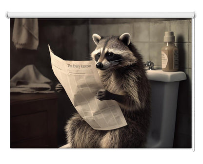 Raccoon Reads News Printed Picture Photo Roller Blind - 1X3133004 - Art Fever - Art Fever
