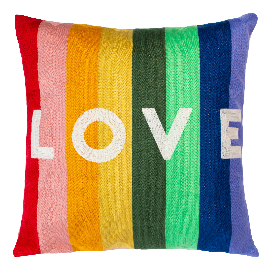 Rainbow LOVE Needlepoint Pillow - The Pillow Drop - Art Fever