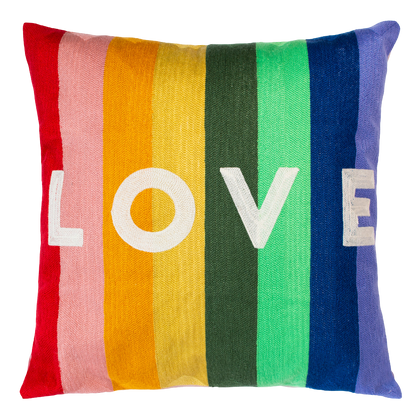 Rainbow LOVE Needlepoint Pillow - The Pillow Drop - Art Fever