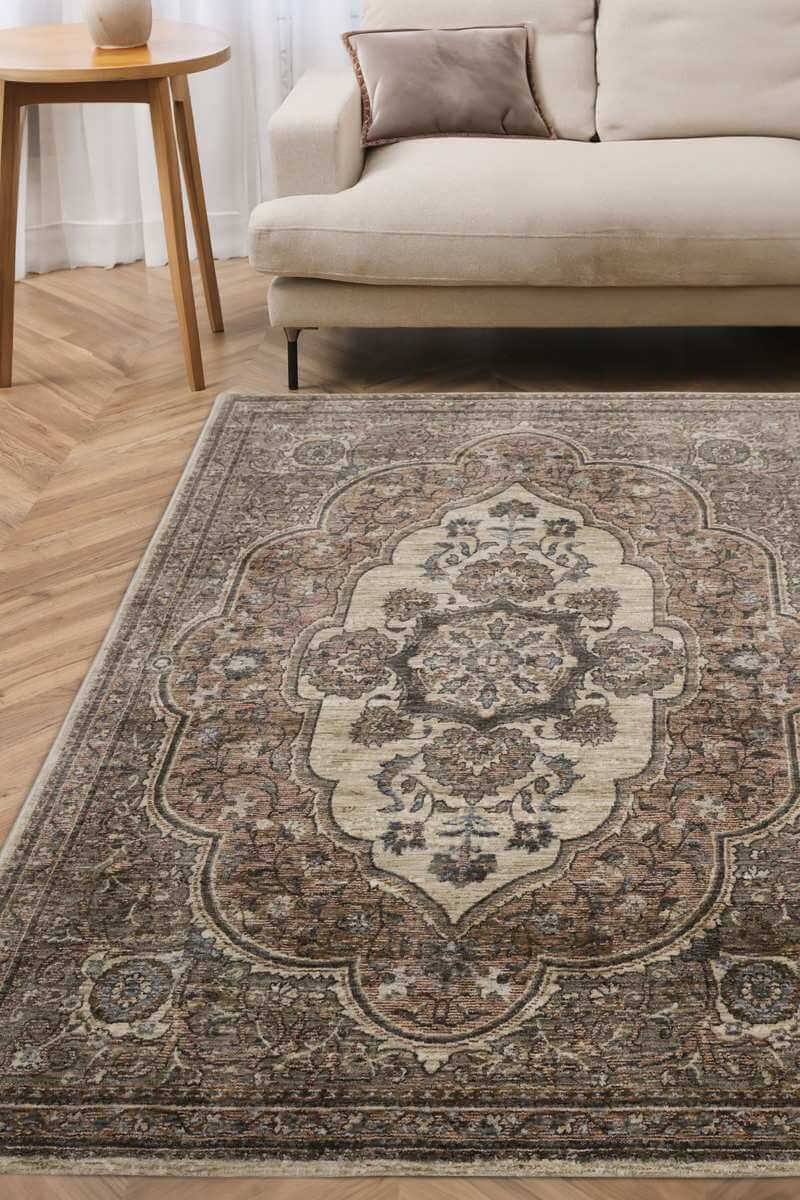 Raja Medallion Vintage Rug – Brown Heritage Elegance - The Rugs - Art Fever