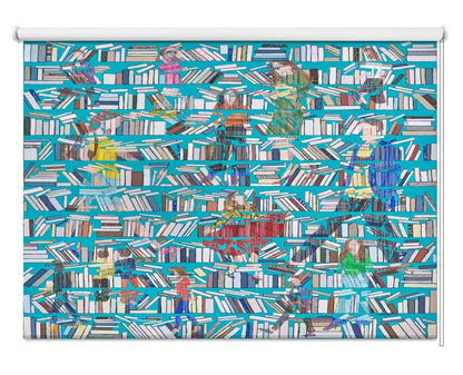 Readers In The Bookshelves Printed Roller Blind - 1X2786293 - Art Fever - Art Fever