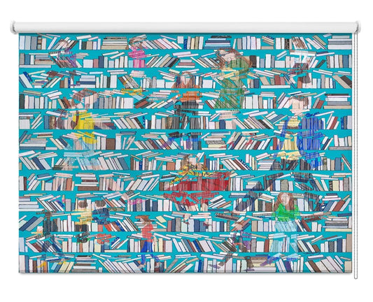 Readers In The Bookshelves Printed Roller Blind - 1X2786293 - Art Fever - Art Fever