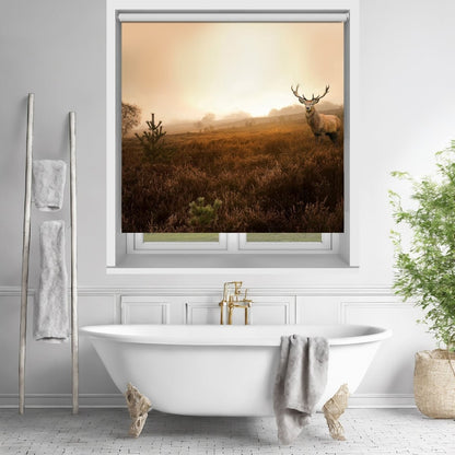 Red deer stag in the misty Field Printed Picture Photo Roller Blind - RB103 - Art Fever - Art Fever