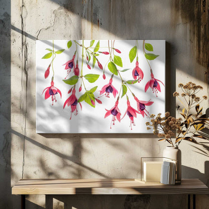 Red Fuchsia Floral Art Canvas Print Wall Art 1X1747986 - ART FEVER - Art Fever