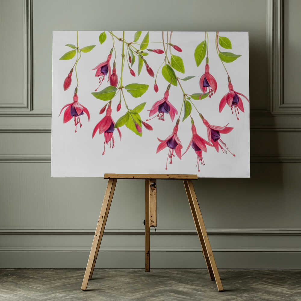 Red Fuchsia Floral Art Canvas Print Wall Art 1X1747986 - ART FEVER - Art Fever