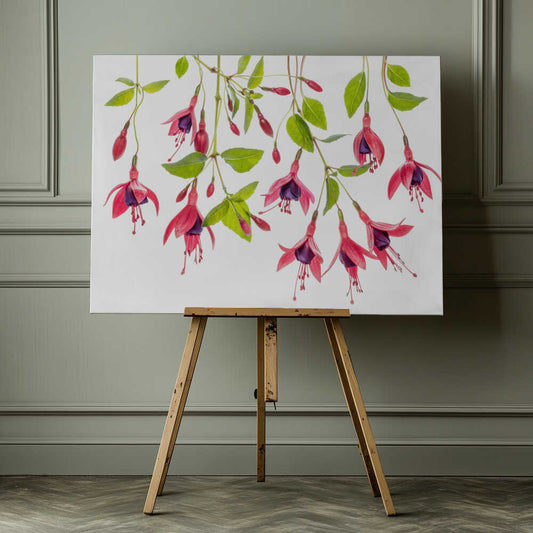 Red Fuchsia Floral Art Canvas Print Wall Art 1X1747986 - ART FEVER - Art Fever