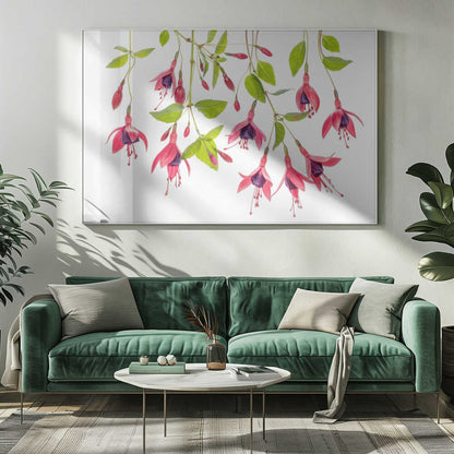 Red Fuchsia Floral Art Canvas Print Wall Art 1X1747986 - ART FEVER - Art Fever