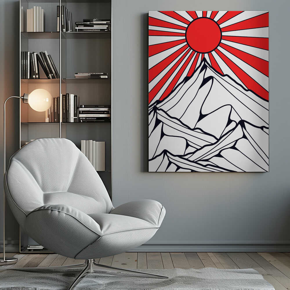 Red sun rising Canvas Print Wall Art 1X3314891 - ART FEVER - Art Fever