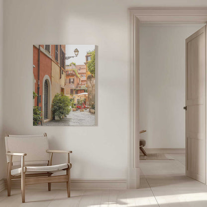 Red Vespa on Cobblestone Canvas Print Wall Art 1X2710930 - ART FEVER - Art Fever