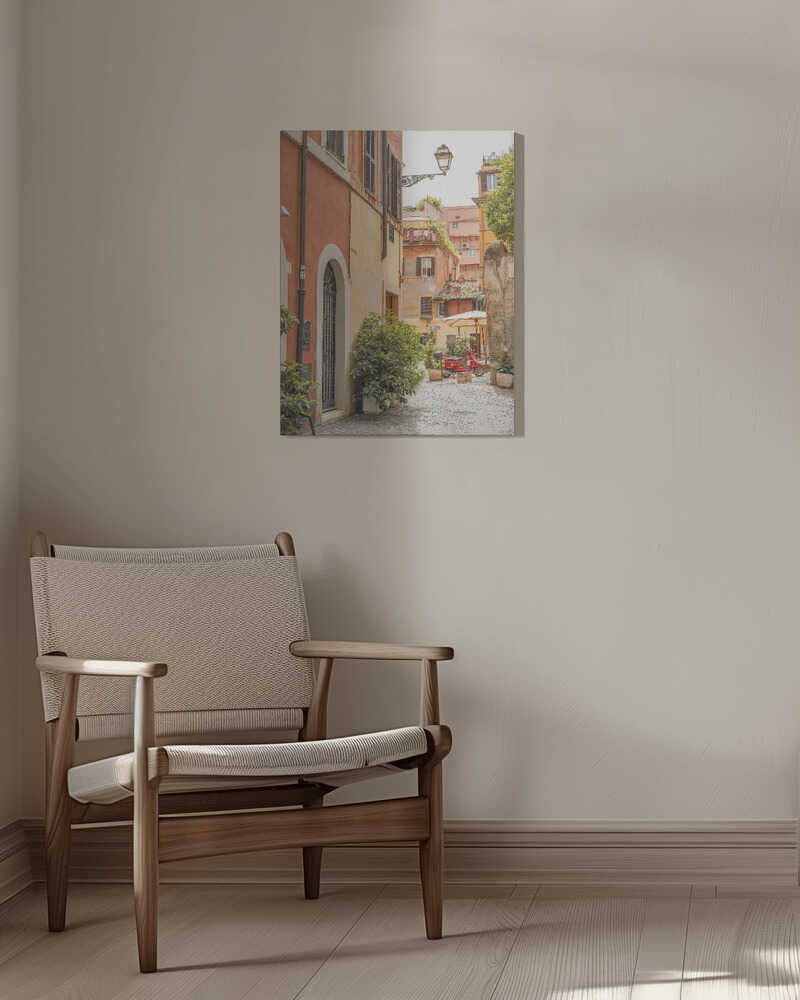 Red Vespa on Cobblestone Canvas Print Wall Art 1X2710930 - ART FEVER - Art Fever