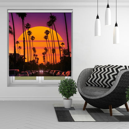 Retro Sunset & Palm Printed Picture Photo Roller Blind - 1X2506031 - Art Fever - Art Fever