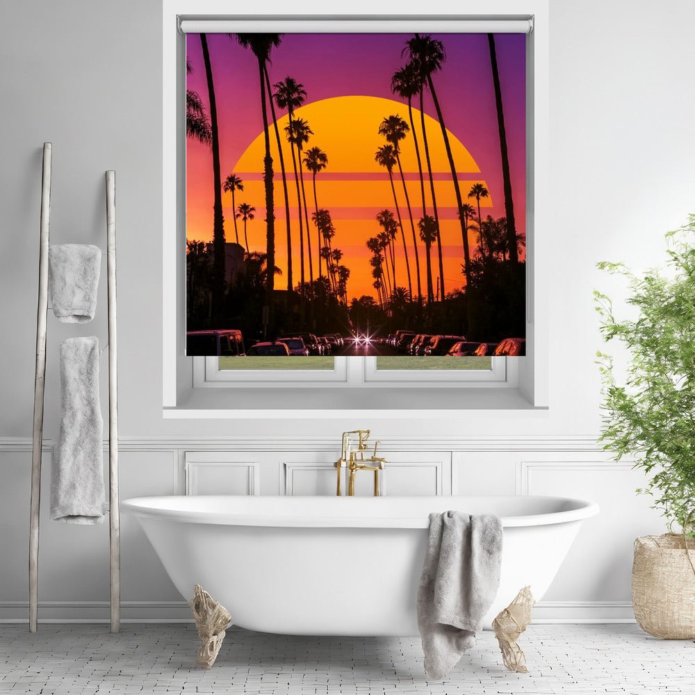 Retro Sunset & Palm Printed Picture Photo Roller Blind - 1X2506031 - Art Fever - Art Fever