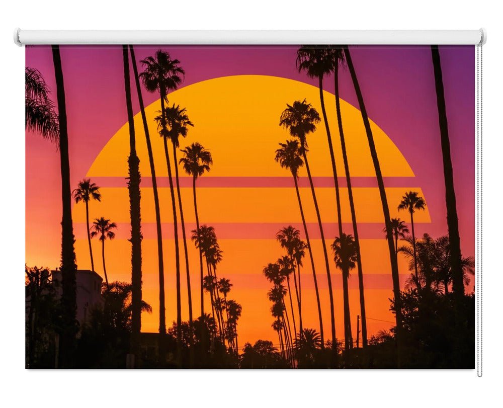 Retro Sunset & Palm Printed Picture Photo Roller Blind - 1X2506031 - Art Fever - Art Fever