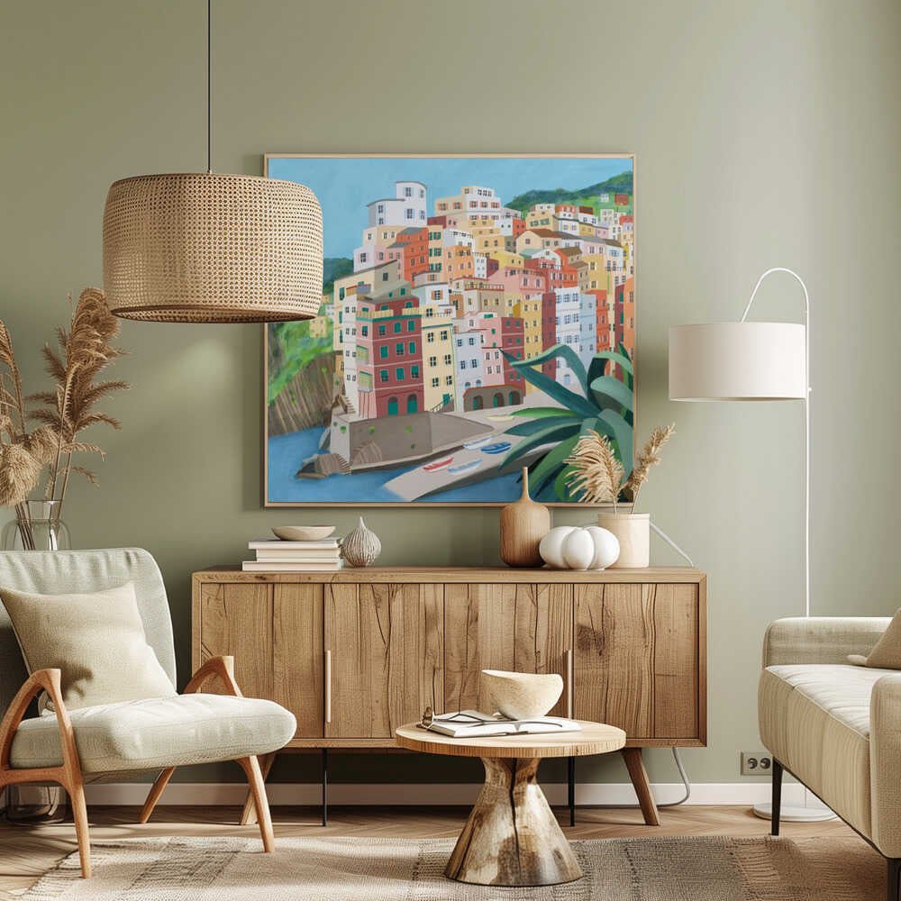 Riomagiore Coastal Village, Italy by Artist Carla Daly Canvas Print Wall Art 1X2899352 - ART FEVER - Art Fever